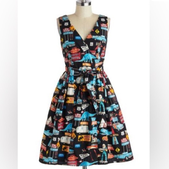 Modcloth Bea & Dot Colorful Sign Print Dress - Picture 2 of 3